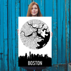 Boston Skyline Silhouette Art Prints