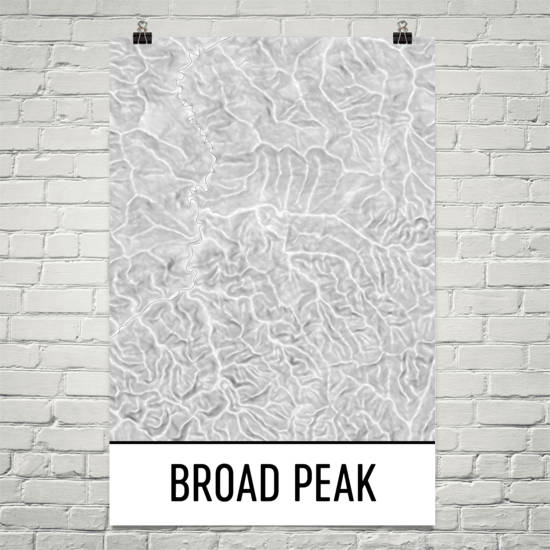 Broad Peak Topographic Map Art