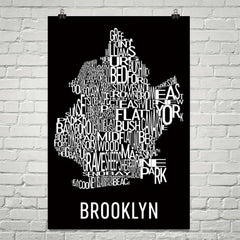 Brooklyn Neighborhood Typography Prints – Modern Map Art