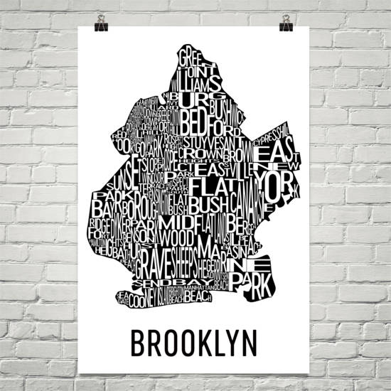 Brooklyn Neighborhood Typography Prints – Modern Map Art