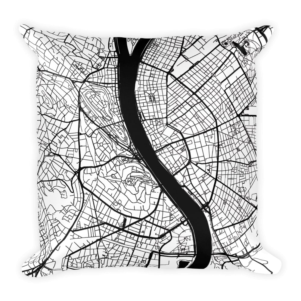 Budapest Map Pillow – Modern Map Art