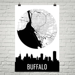 Buffalo Skyline Silhouette Art Prints