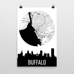 Buffalo Skyline Silhouette Art Prints