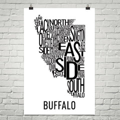 Buffalo Neighborhood Typography Prints – Modern Map Art
