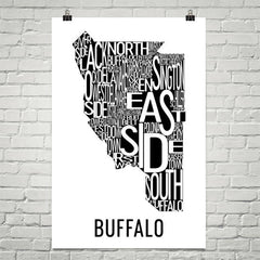 Buffalo Neighborhood Typography Prints – Modern Map Art