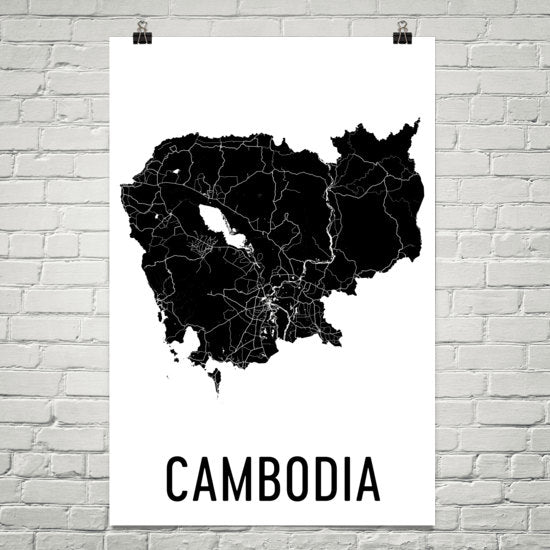 Cambodia Wall Map Print - Modern Map Art