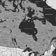 Canada Push Pin Map - Black and Grey - With 1,000 Pins!
