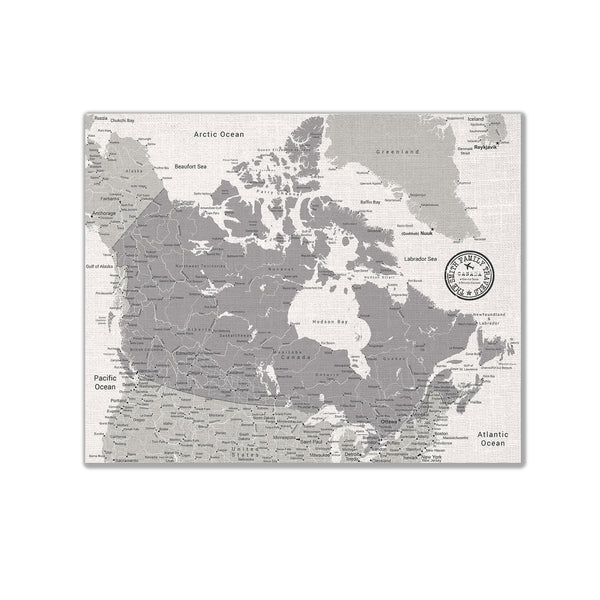 Canada Push Pin Map - White - With 1,000 Pins!