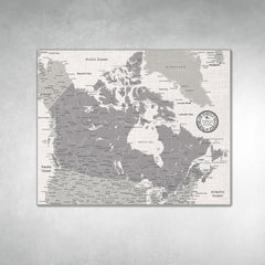 Canada Push Pin Map - White - With 1,000 Pins!
