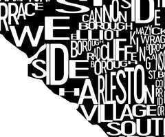 Charleston Neighborhood Typography Prints – Modern Map Art