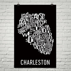 Charleston Neighborhood Typography Prints – Modern Map Art