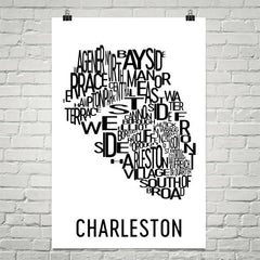 Charleston Neighborhood Typography Prints – Modern Map Art