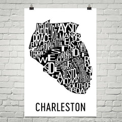 Charleston Neighborhood Typography Prints – Modern Map Art