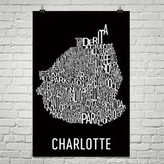 Charlotte Neighborhood Typography Prints – Modern Map Art
