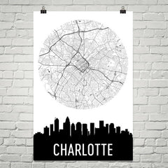 Charlotte Skyline Silhouette Art Prints