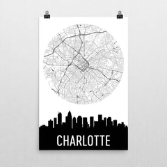 Charlotte Skyline Silhouette Art Prints