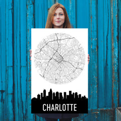 Charlotte Skyline Silhouette Art Prints