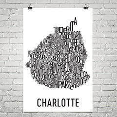 Charlotte Neighborhood Typography Prints – Modern Map Art