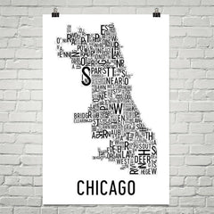 Chicago Neighborhood Typography Prints – Modern Map Art