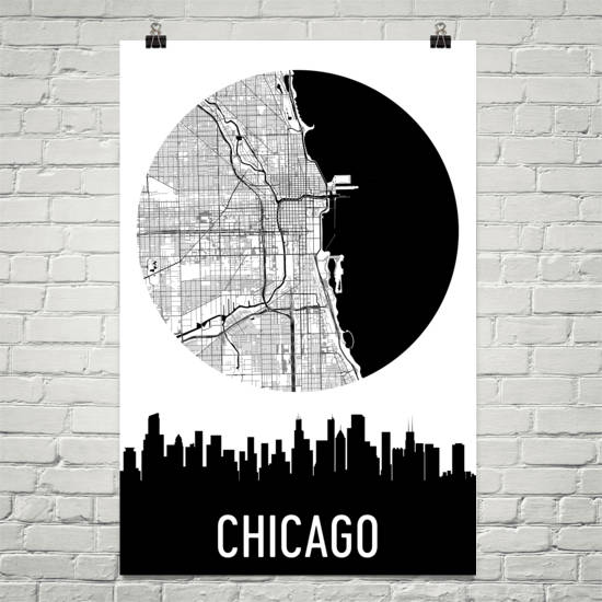 Chicago Skyline Silhouette Art Prints