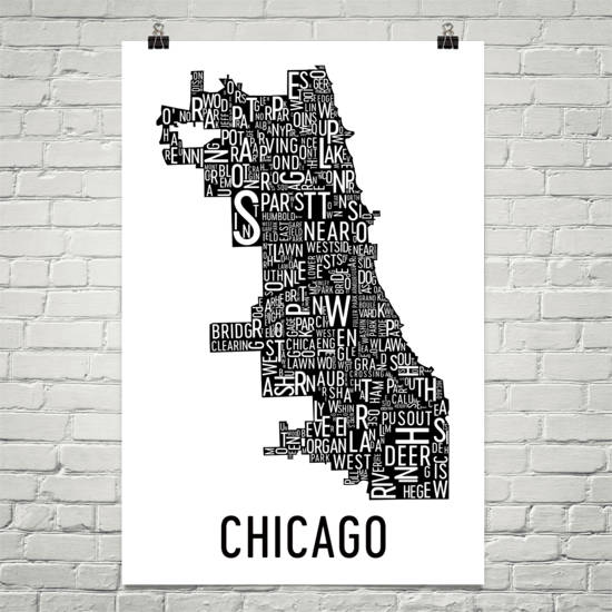Chicago Neighborhood Typography Prints – Modern Map Art