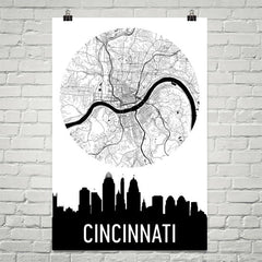 Cincinnati Skyline Silhouette Art Prints