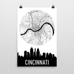 Cincinnati Skyline Silhouette Art Prints