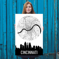 Cincinnati Skyline Silhouette Art Prints