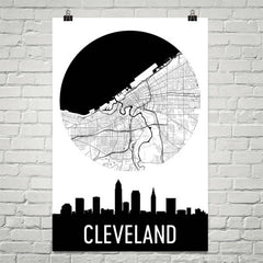 Cleveland Skyline Silhouette Art Prints