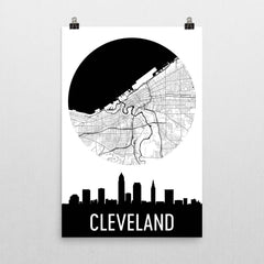 Cleveland Skyline Silhouette Art Prints