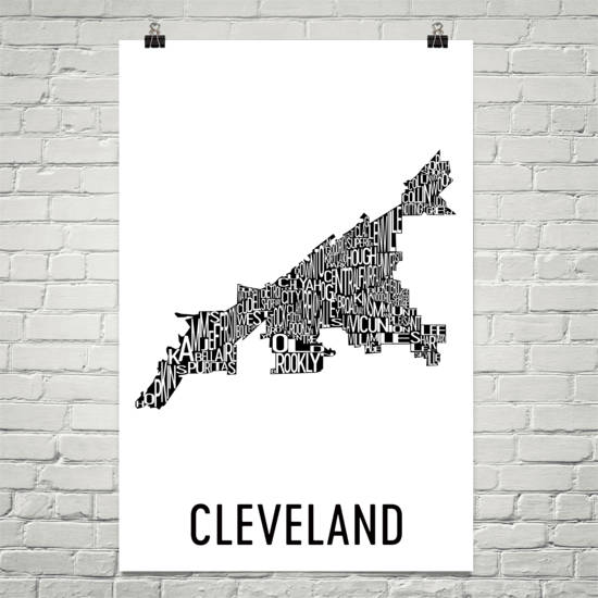 Cleveland Neighborhood Typography Prints – Modern Map Art