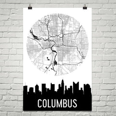 Columbus Skyline Silhouette Art Prints