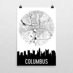 Columbus Skyline Silhouette Art Prints