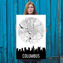 Columbus Skyline Silhouette Art Prints