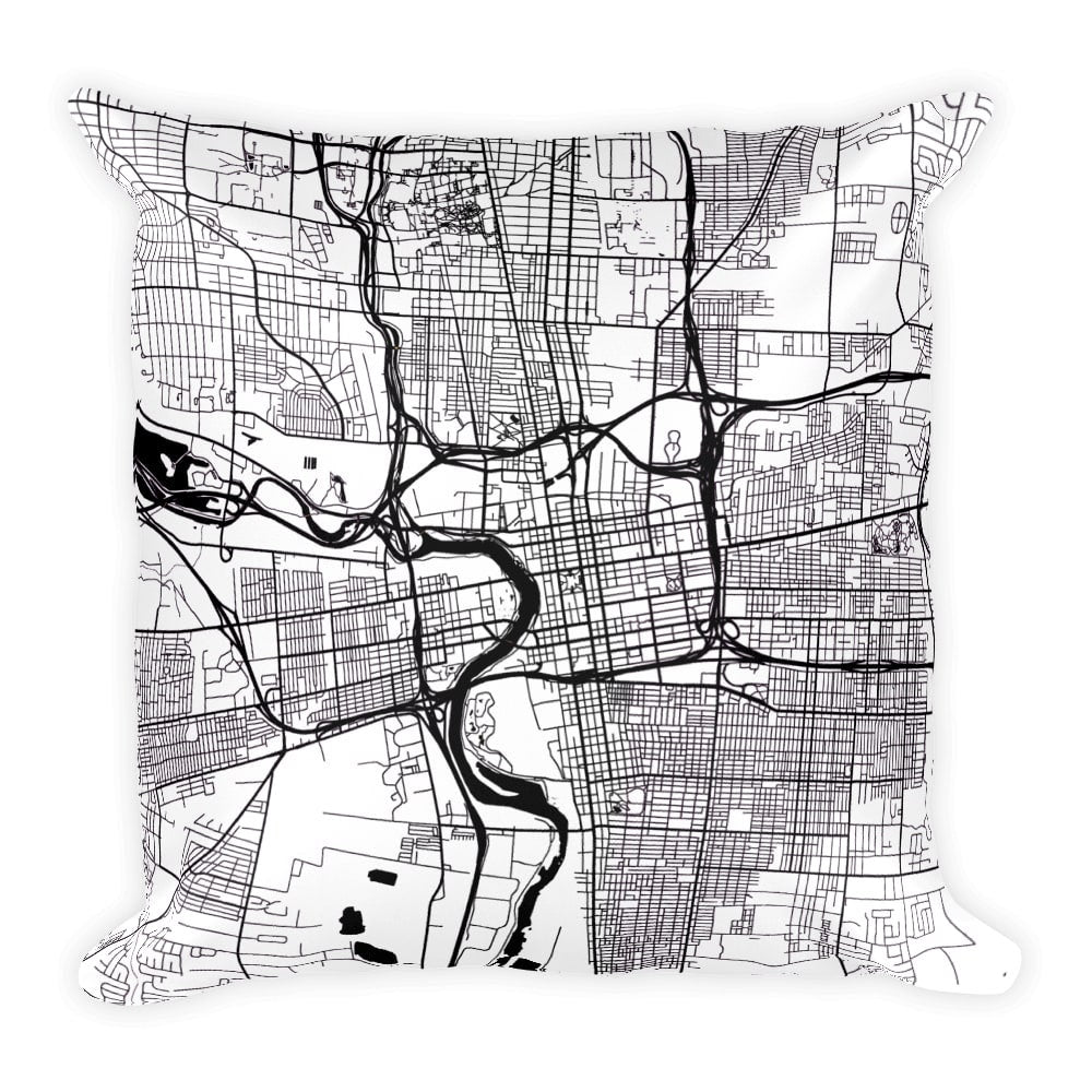 Columbus Map Pillow – Modern Map Art