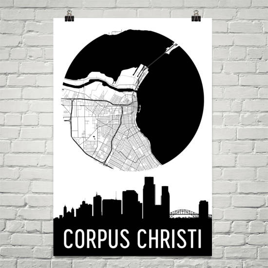 Corpus Christi Skyline Silhouette Art Prints