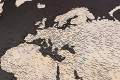World Map Pushpin Board - Brown and Tan