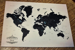 Personalized World Travel Map With 1,000 Pins - Tan Gift For Traveler