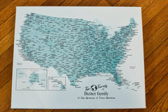 Watercolor United States Push Pin Map With 1,000 Pins