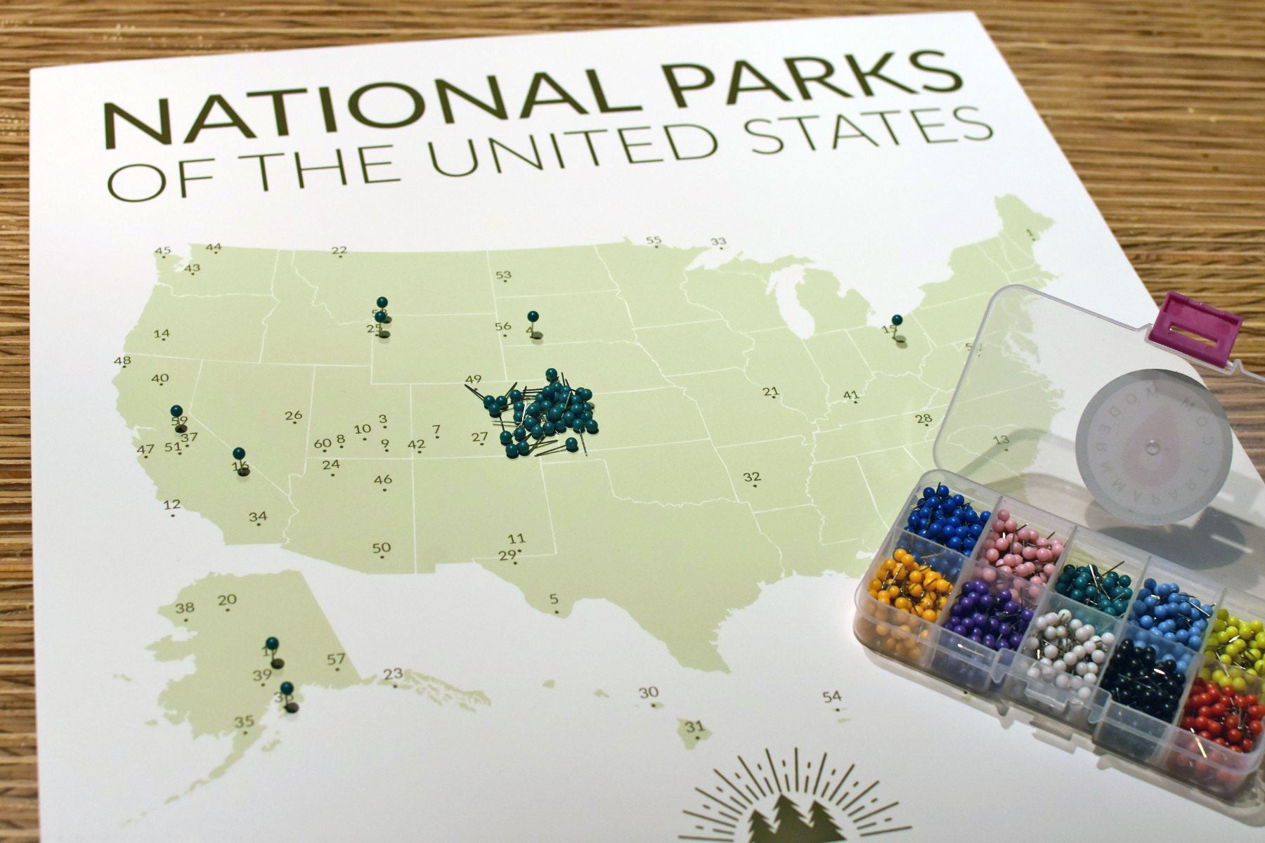 National Parks Push Pin Map – Modern Map Art