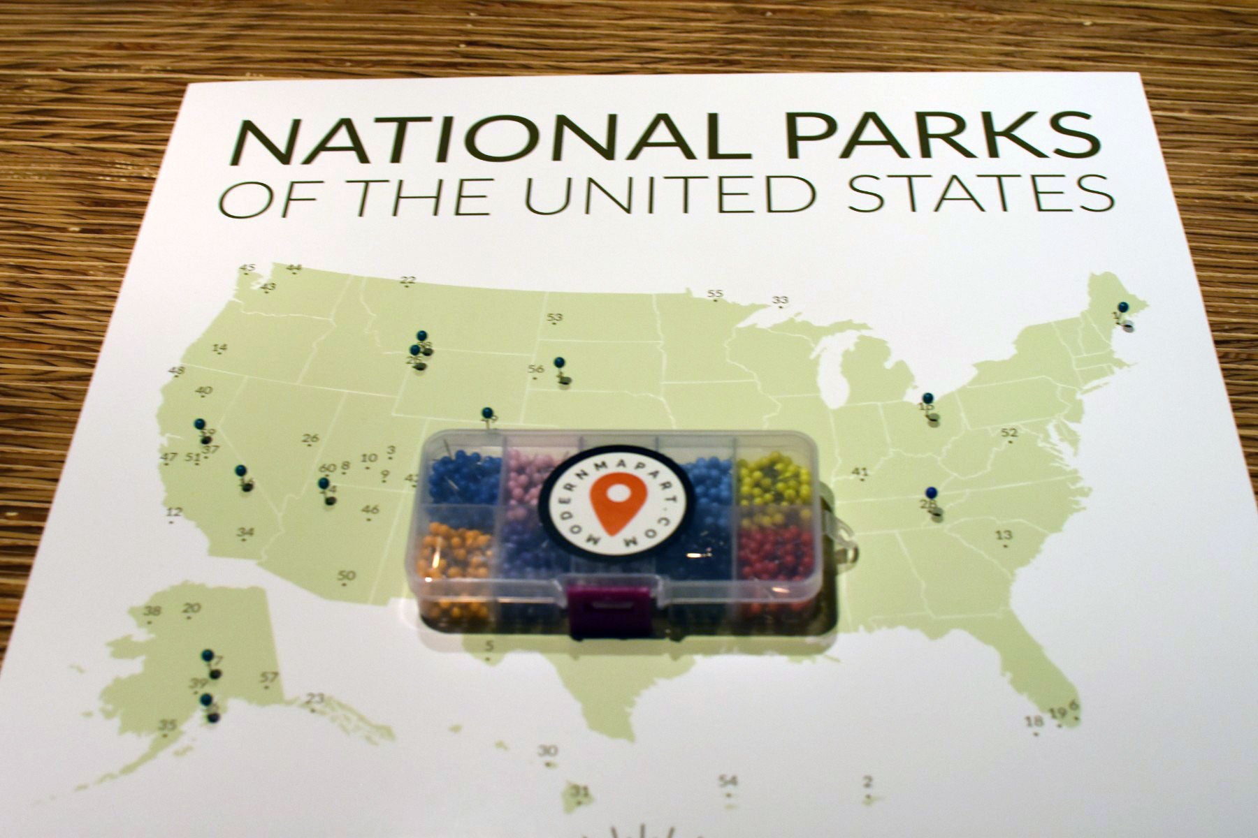 National Parks Push Pin Map – Modern Map Art