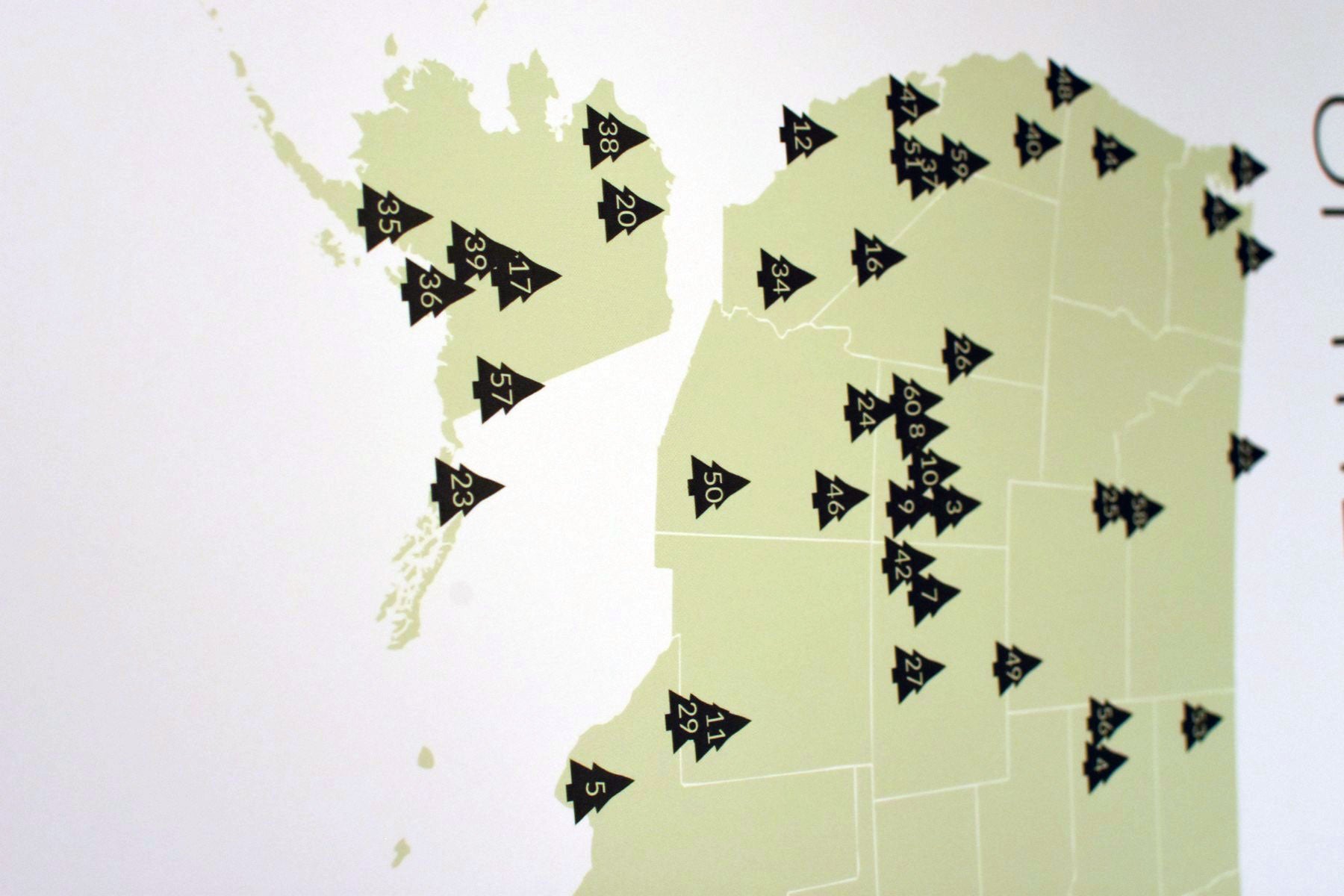 National Parks Push Pin Map – Modern Map Art