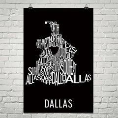 Dallas Neighborhood Typography Prints – Modern Map Art