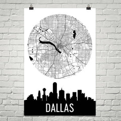 Dallas Skyline Silhouette Art Prints