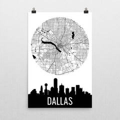 Dallas Skyline Silhouette Art Prints