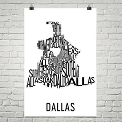 Dallas Neighborhood Typography Prints – Modern Map Art