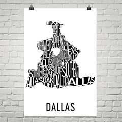 Dallas Neighborhood Typography Prints – Modern Map Art