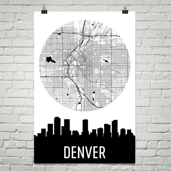 Denver Skyline Silhouette Art Prints