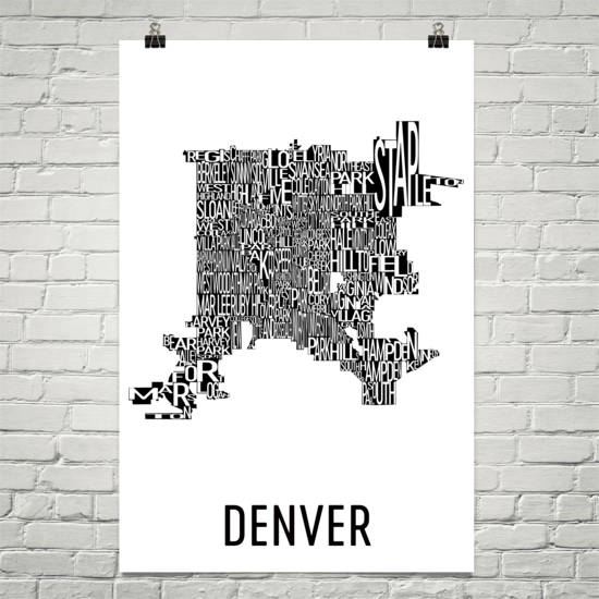 Denver Neighborhood Typography Prints – Modern Map Art