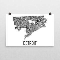Detroit Neighborhood Typography Prints – Modern Map Art